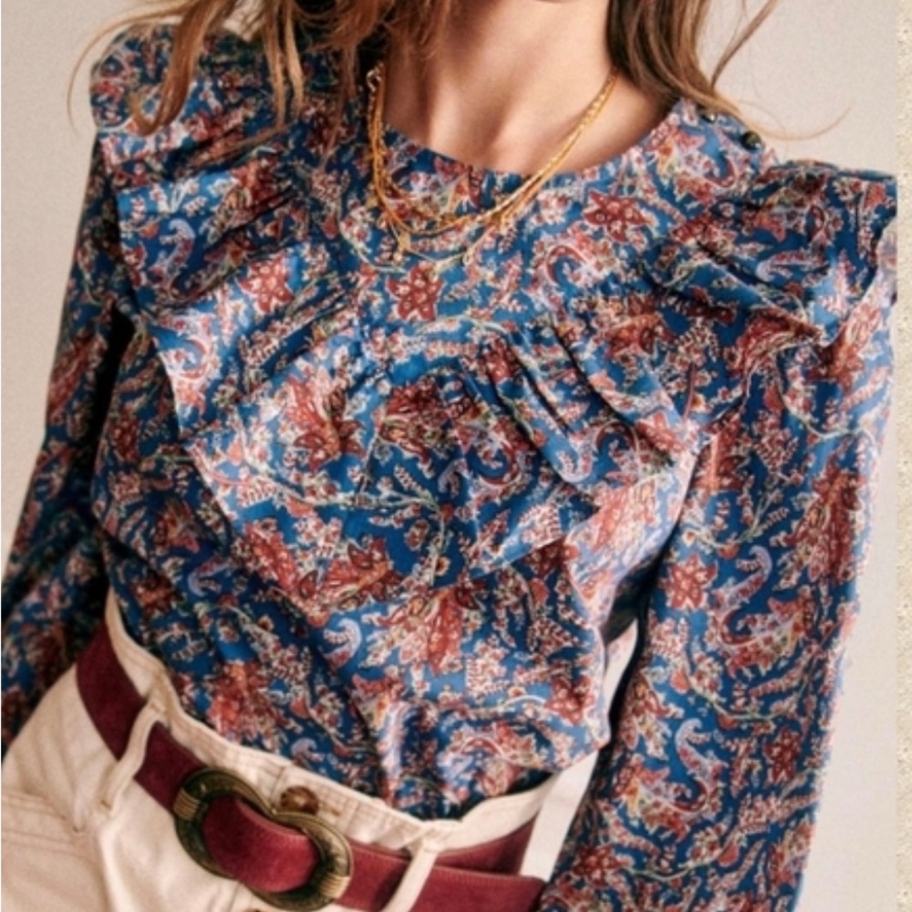 Sezane West Shirt Ranch Marine